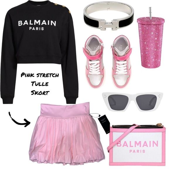 Pink Stretch Tulle Skort - Picture 1 of 1